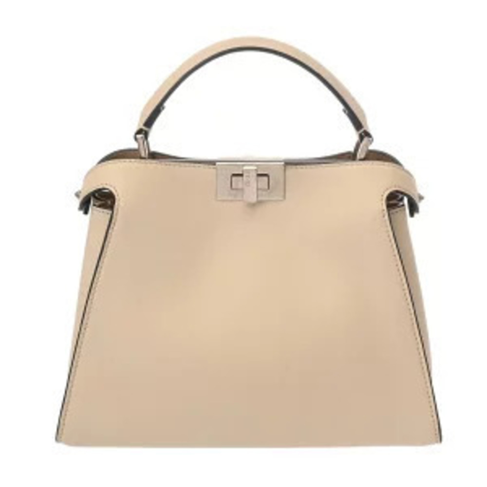 Fendi Peekaboo Essentially Ivory White Calf Leather Handbag